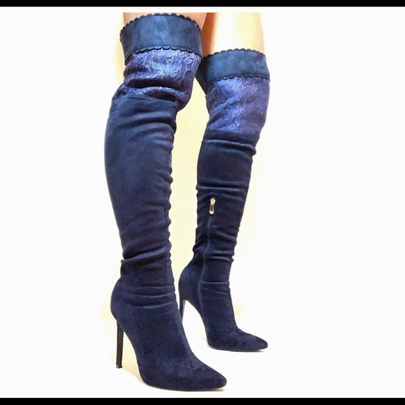 navy blue thigh high boots